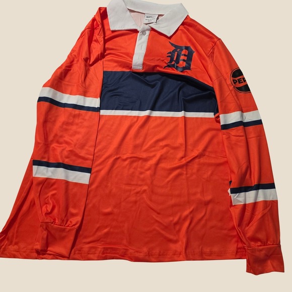 BDA Sports Other - BDA Sports Detroit Tigers Pepsi Rugby Shirt Mens Medium Orange Long Sleeve Polo